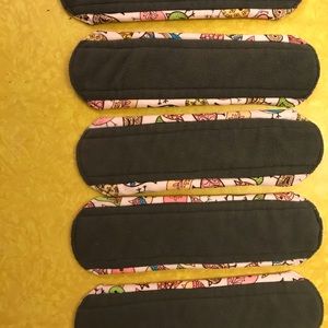 Set of 5 large reusable cloth charcoal period pads
